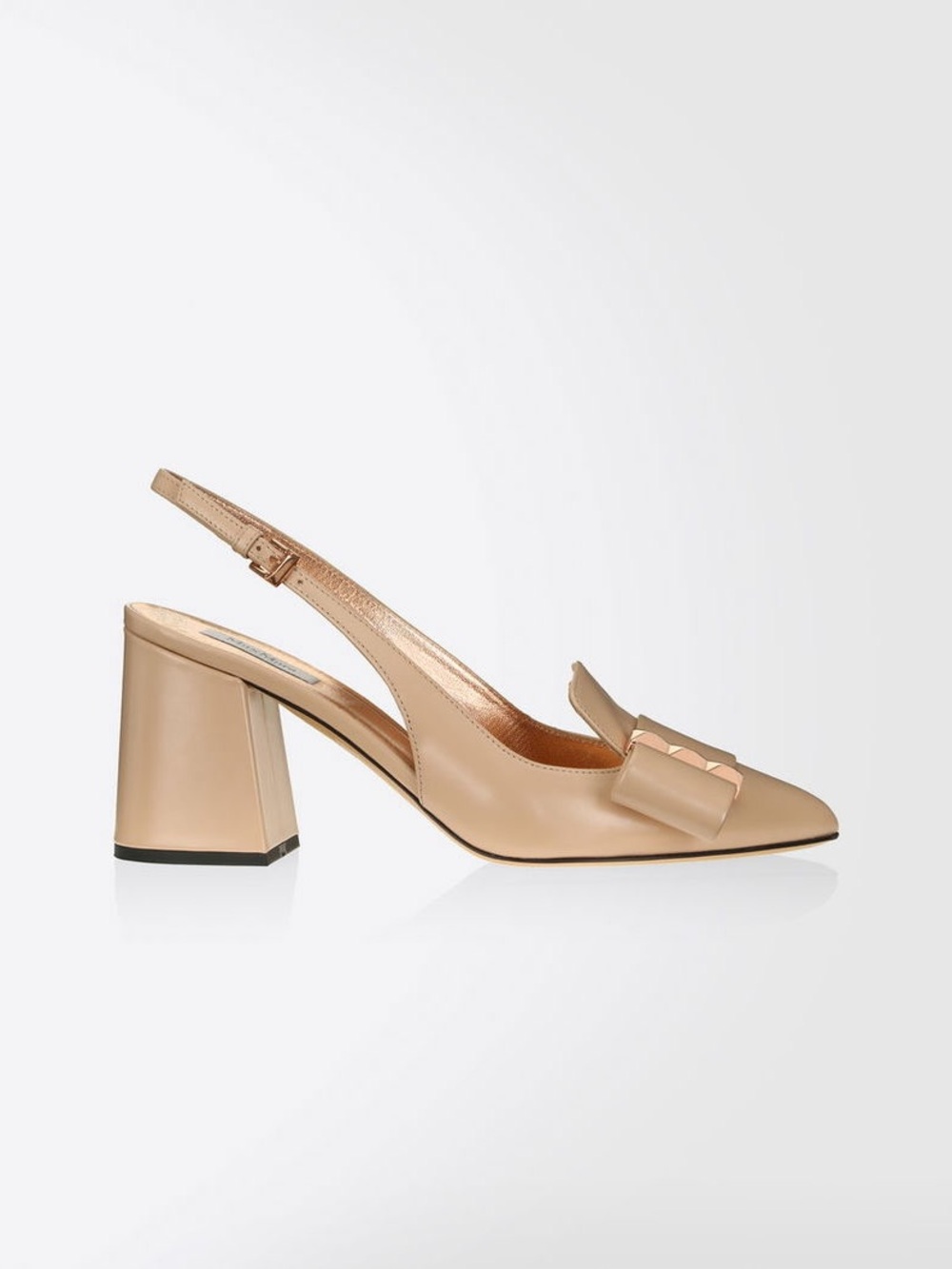 Max Mara Classic Beige Slingback Block Heel Pumps size 38 1/2